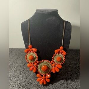 ZAD Gold Metal Orange Glass Bead
Medallion Necklace